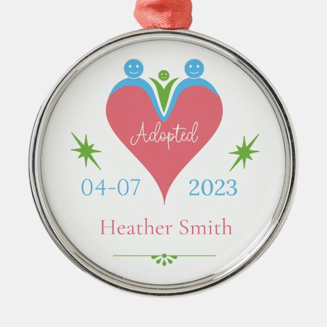 Adoption Ornament Personalisiert als Erstes Weihna Aus Metall (Vorne)