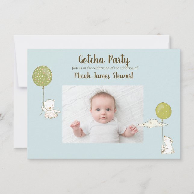 Adoption Party "Gotcha" Party für junge Menschen Einladung (Vorderseite)