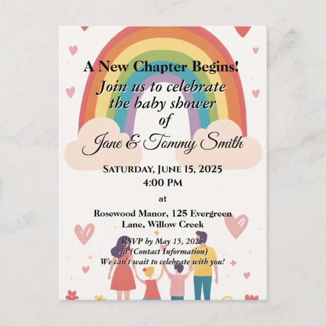 Adoption Rainbow Baby Dusche Postkarte (Vorderseite)