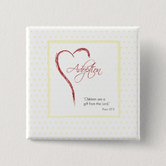 Adoption, Religiöse, Gelbe Punkte mit rotem Herzen Button (Vorderseite)