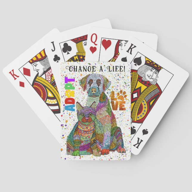 Adoption und Rettung von Hunden und Katzen Spielkarten (Rückseite)