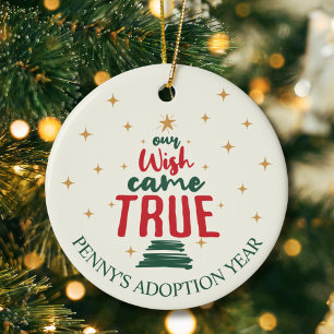 Adoption "Unser Wunsch wurde wahr" Weihnachten Keramik Ornament