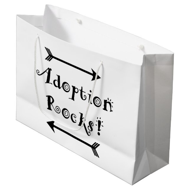 Adoptions-Felsen! Große Geschenktüte (Vorderseite Schrägansicht)