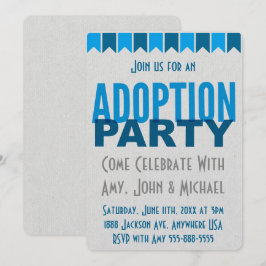 Adoptions-Party-blaue moderne Einladung