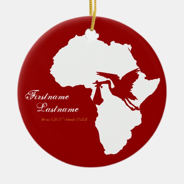 Adoptions-Storch-Afrika-Verzierung Keramik Ornament (Vorne)