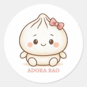 Adora Bao   Süße pinke Bao Bun Illustration  Runder Aufkleber