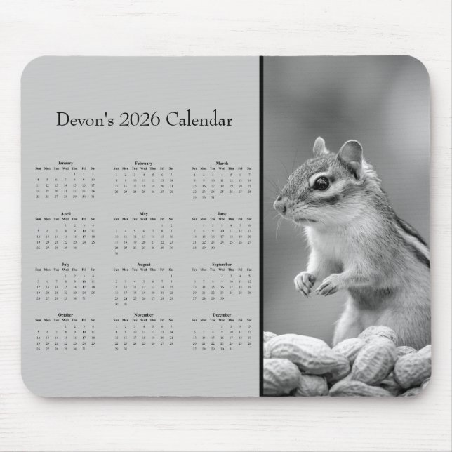 AdorablChipmunk: Customize full year 2025 calendar Mousepad (Vorne)