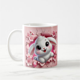 Adorable 3D-Kaninchen, die durch die Blütenpracht  Kaffeetasse