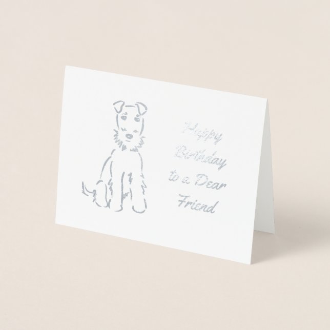 Adorable Airedale Terrier Sketch über Anpassbar Folienkarte (Vorderseite)