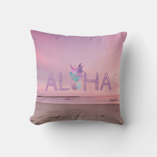 Adorable Aloha Hawaiian Ananas, Beach Sunset Kissen