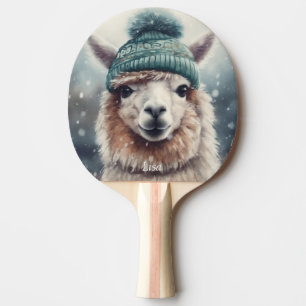 Adorable Alpaka mit blauer Mütze anpassbar Tischtennis Schläger
