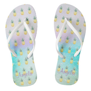 Adorable Ananas Ombre Paint Splash Flip Flops