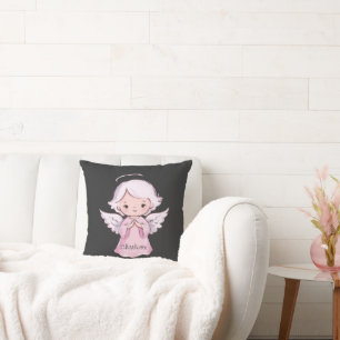 Adorable Angel Girly Black Name Baby Kissen