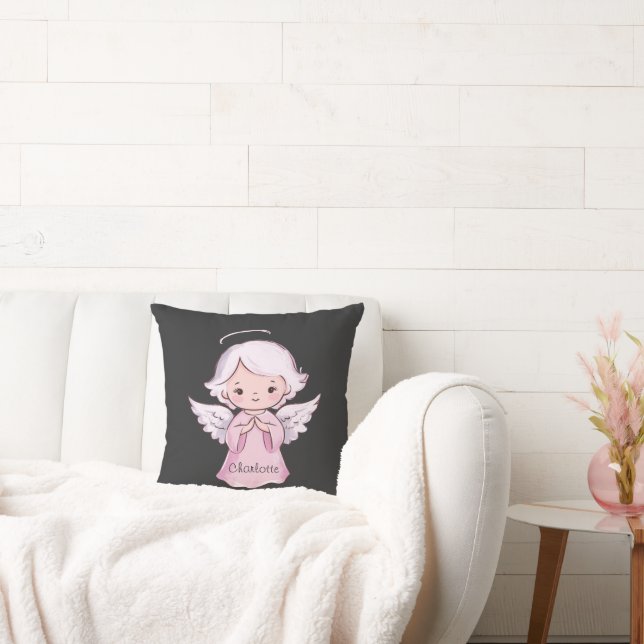 Adorable Angel Girly Black Name Baby Kissen (Liege)