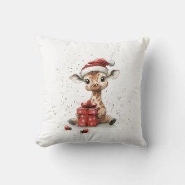 Adorable Animal Baby Giraffe Weihnachtsmannmütze Kissen