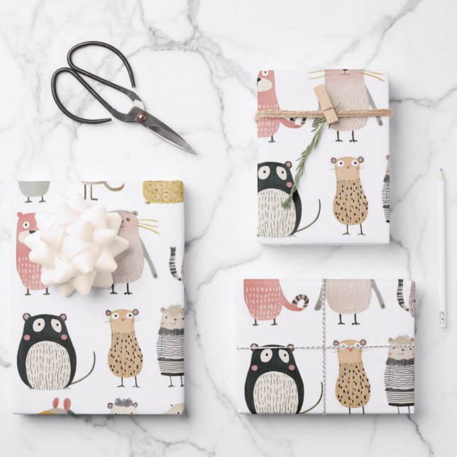 Adorable Animal Collection Geschenkpapier Set (Vorderseite)