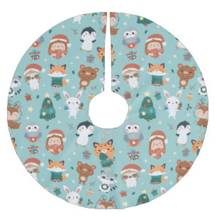 Adorable Animals Brushed Polyester Tree Skirt Weihnachtsbaumdecke
