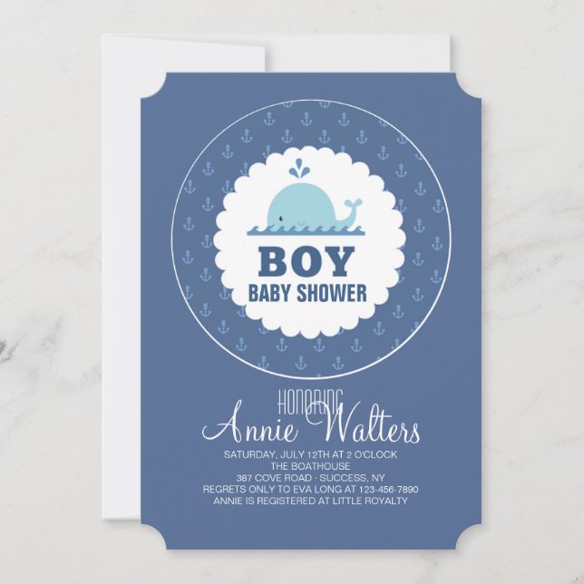 Adorable Anker Boy Baby Dusche Einladung (Vorderseite)