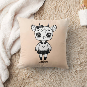 Adorable Antelope Girl - Niedliches Doodle Design Kissen