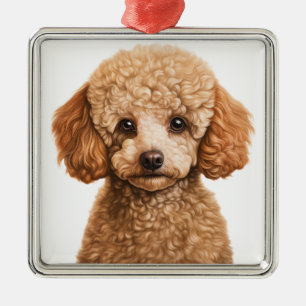 ADORABLE APRICOT FRANZÖSISCH POODLE PUPPY HUND ORNAMENT AUS METALL