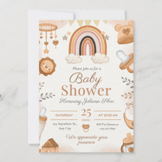 Adorable Aquarelle Safari Baby shower Invitation
