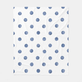 Adorable Aquarellpolka dots l Blau-Weiß Fleecedecke