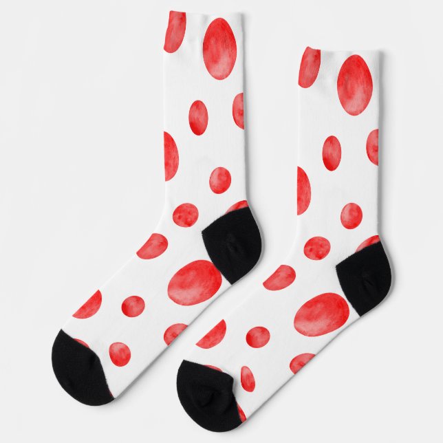Adorable Aquarellpolka dots l Rot-Weiß Socken (Linkes Detail)