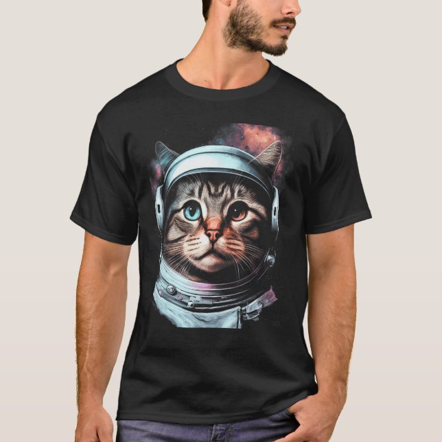 Adorable Astronaut Cat Kitty Illustration T-Shirt (Vorderseite)