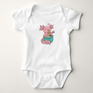 Adorable Axolotl Eating Ramen Baby Strampler