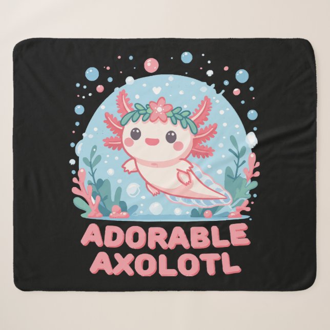 Adorable Axolotl Wasserdichte Sherpadecke (Vorderseite (Horizontal))