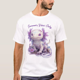Adorable Axolotl-Zeichen mit Summer Text Design T-Shirt