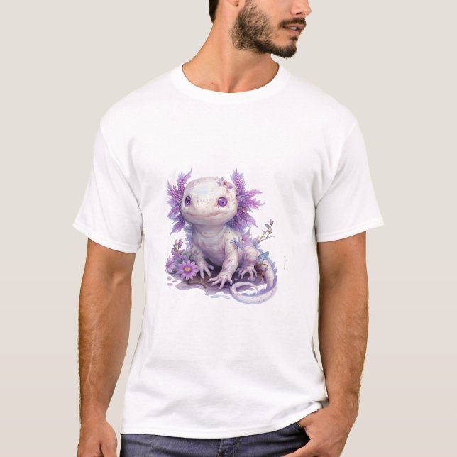 Adorable Axolotl-Zeichen mit Summer Text Design T-Shirt (Vorderseite)
