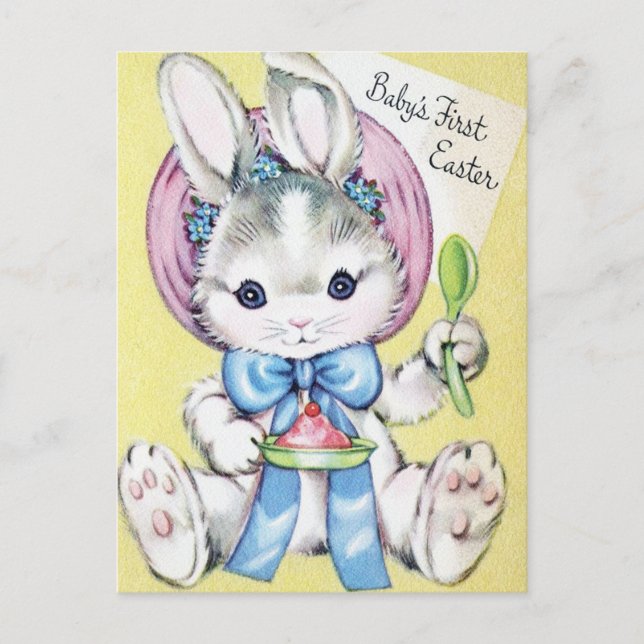Adorable Babie's erstes Osterkaninchen Postkarte (Vorderseite)