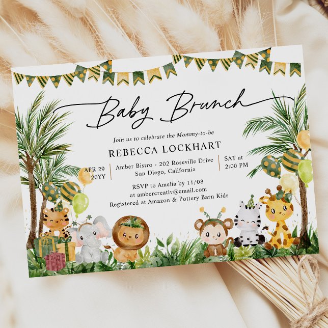 Adorable Baby Animes in Jungle Safari Baby Brunch Einladung (Von Creator hochgeladen)