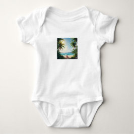 Adorable Baby Bodysuit – Elephant & Palm Trees Baby Strampler