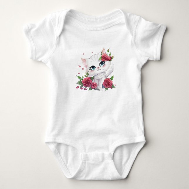 Adorable Baby Bodysuit - Niedlicher Cat Cartoon Baby Strampler (Vorderseite)