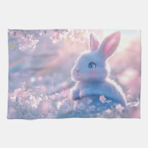 Adorable Baby Bunny in einem Feld von Blume Geschirrtuch