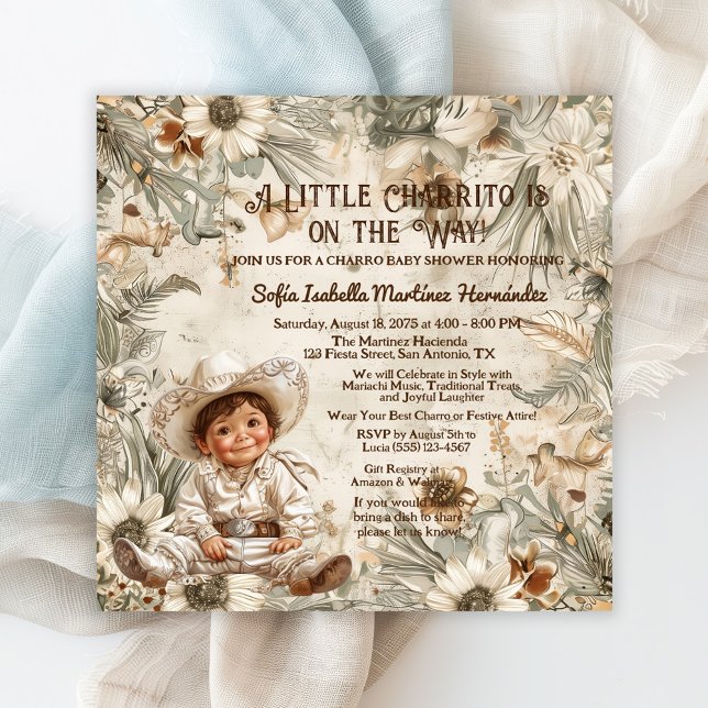 Adorable Baby Charro Babydusche Einladung (Adorable baby charro baby shower invitation.)