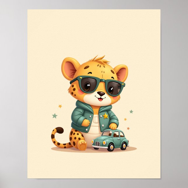 Adorable Baby Cheetah Safari Kinderzimmer Poster (Vorne)
