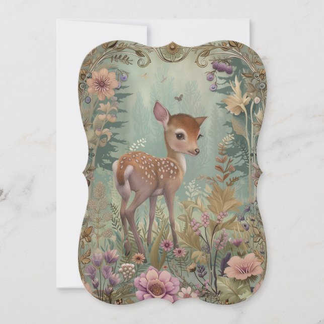 Adorable Baby Deer Birth Ankündigung (Vorderseite)