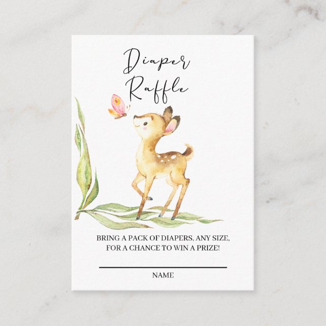 Adorable Baby Deer Diaper Raffel Ticket Begleitkarte (Vorderseite)