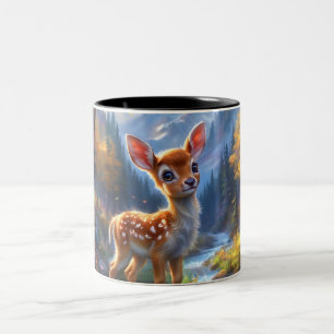 Adorable Baby Deer in einem verzauberten Wald Zweifarbige Tasse