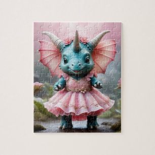 Adorable Baby Dino in rosa Kleid