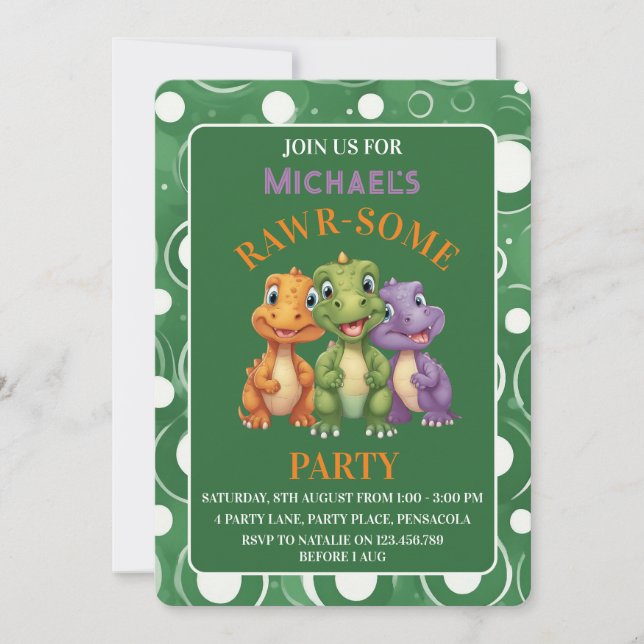Adorable Baby Dinosaurier's Party Einladung (Vorderseite)