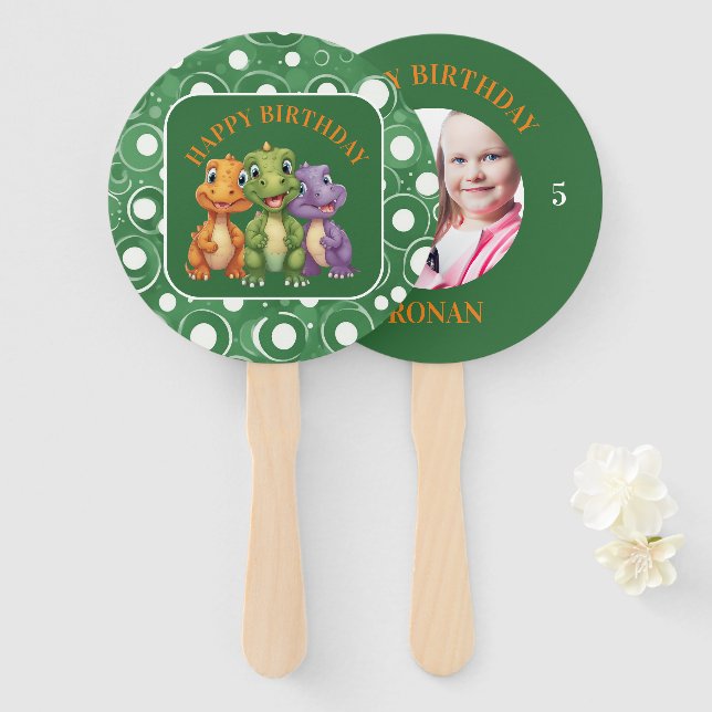 Adorable Baby Dinosaurier's Party Fächer (Vorne und Hinten)