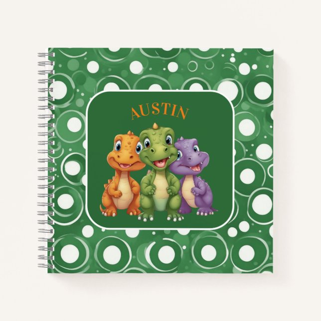 Adorable Baby Dinosaurier's Party Notizbuch (Vorderseite)