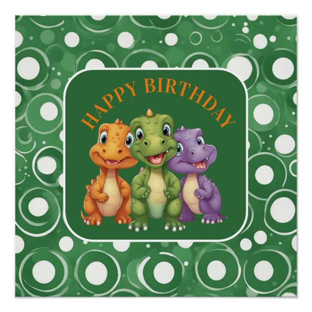 Adorable Baby Dinosaurier's Party Poster (Vorderseite)