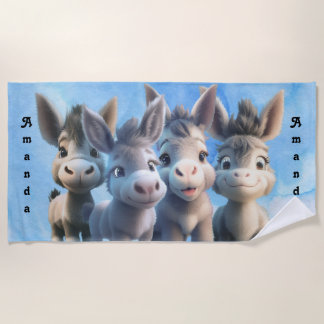 Adorable Baby Donkey Farm Tiere Personalisiert Strandtuch