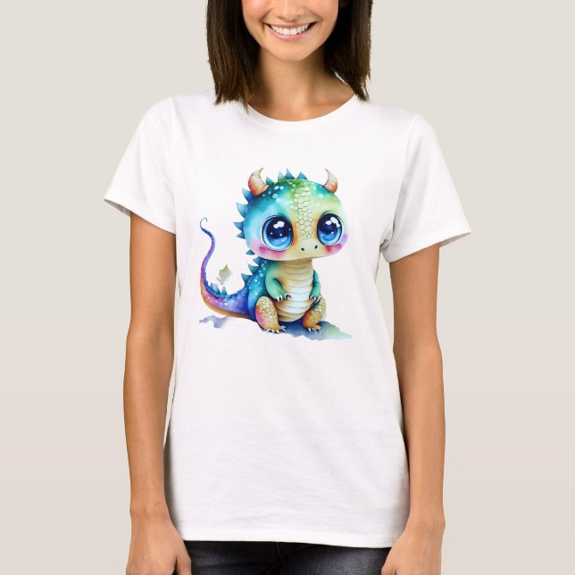Adorable Baby Dragon am Boden T-Shirt (Vorderseite)