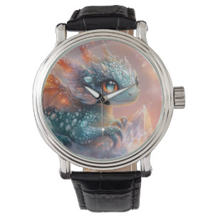 Adorable Baby Dragon mit Kristallgedicht Armbanduhr
